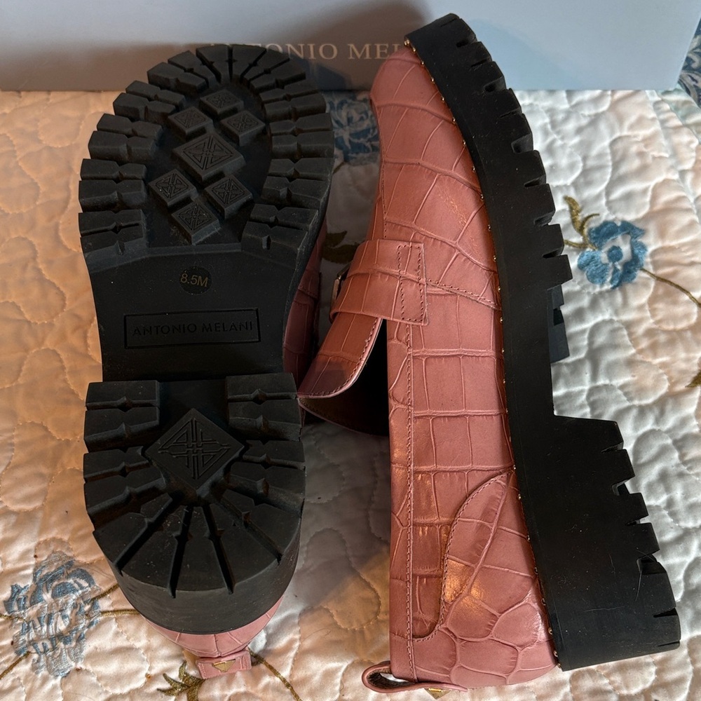 Antonio Melani Blush Arlo Croc-Embossed Loafers Size 8.5 - Picture 9 of 15